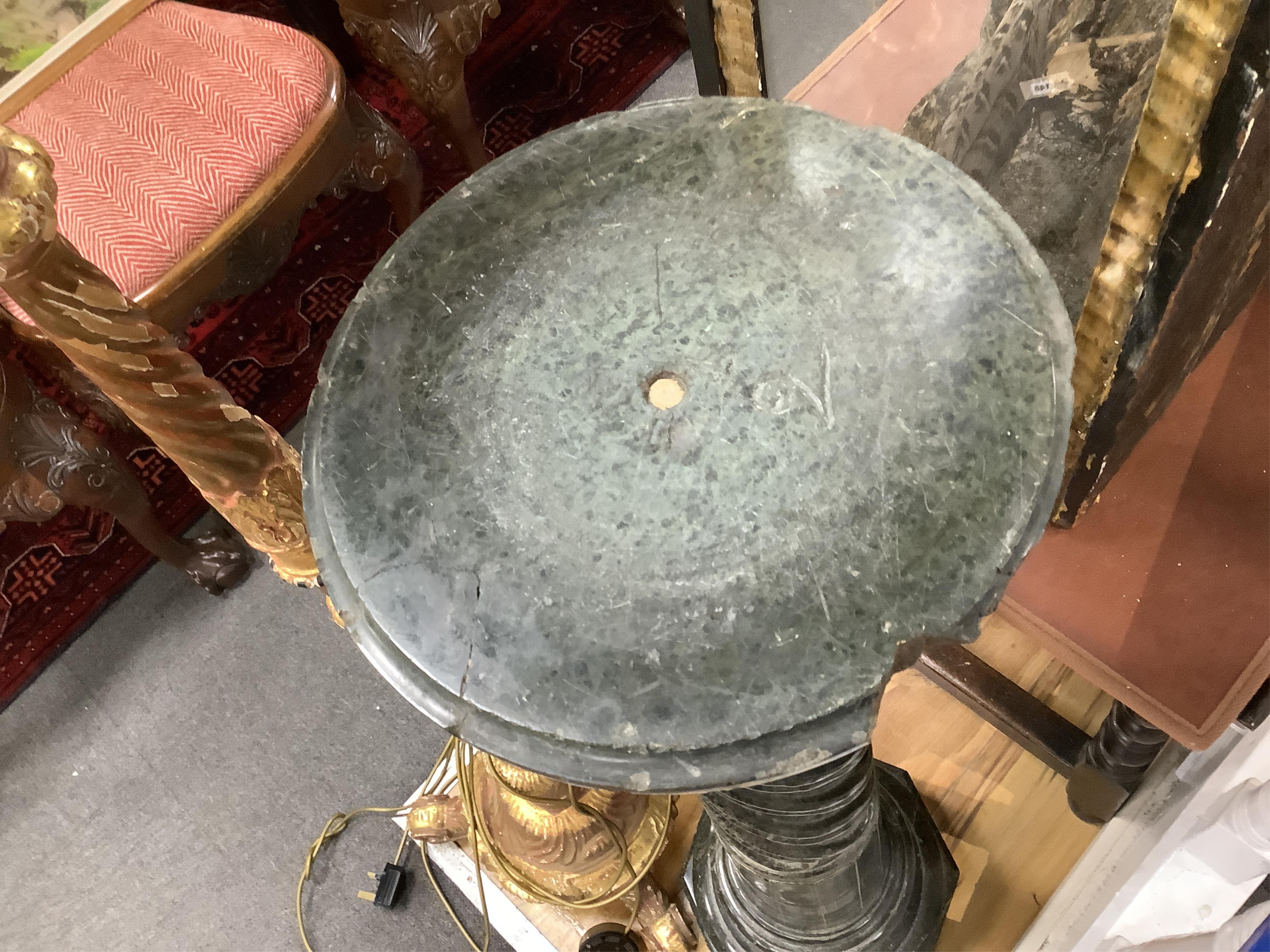 A Victorian green serpentine pedestal